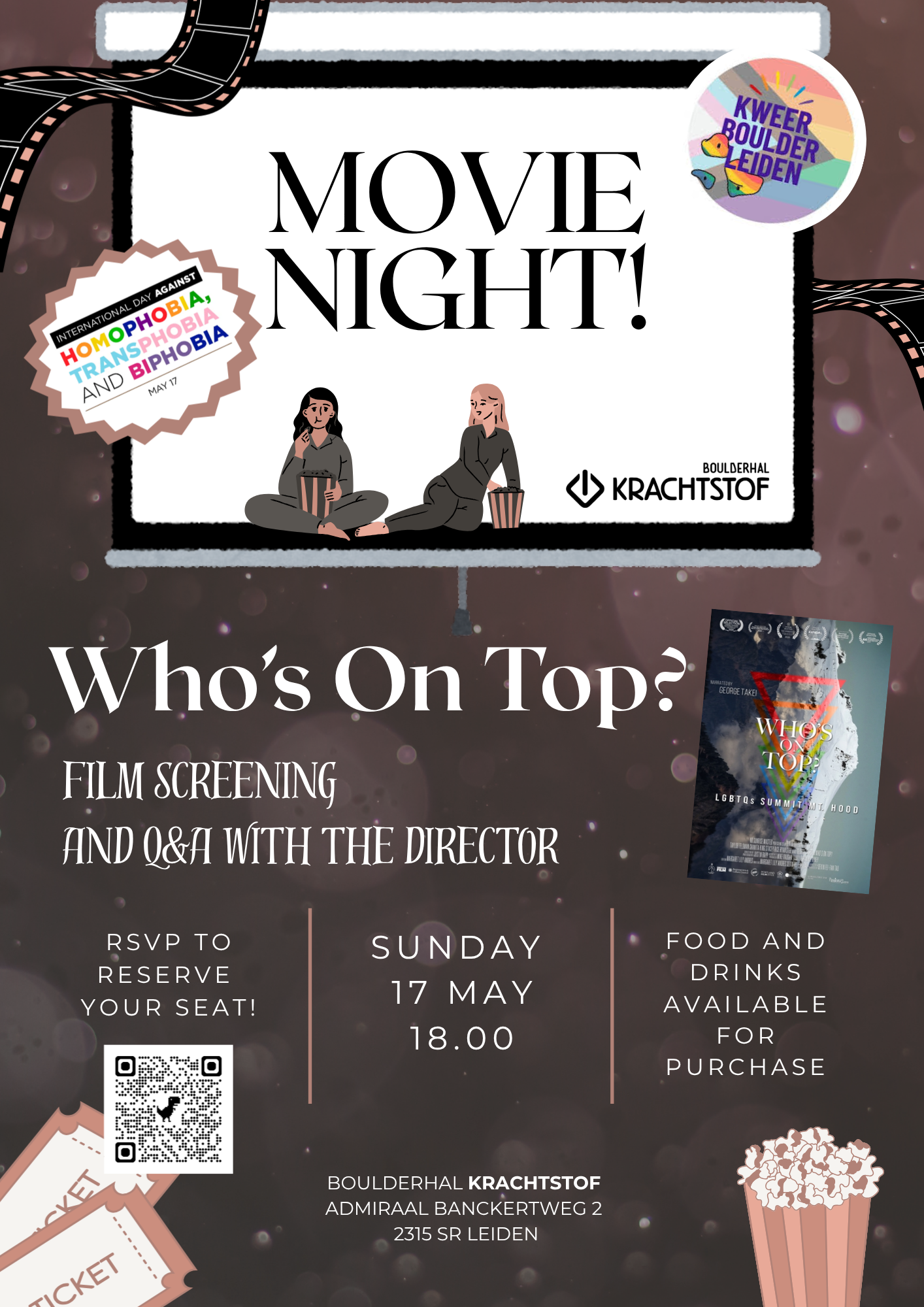 Black and White Illustrative Movie Night Flyer ()